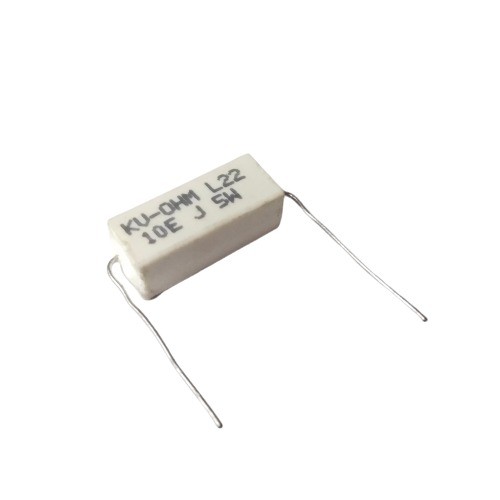 10E 5W 5% Axial Lead  Ceramic Encased White Wire Wound Resistors    image 1