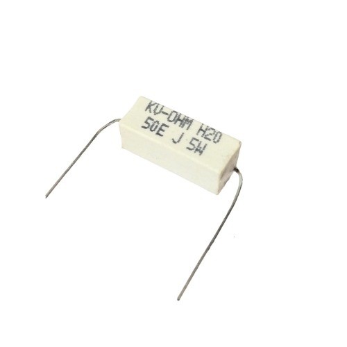 50E 5W 5% Axial Lead  Ceramic Encased White Wire Wound Resistors    image 1