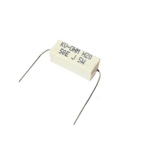 50 Ohm 5W 5% Axial Lead Ceramic Encased Wire Wound Resistor (White Ceramic Body Power Resistor) image 1
