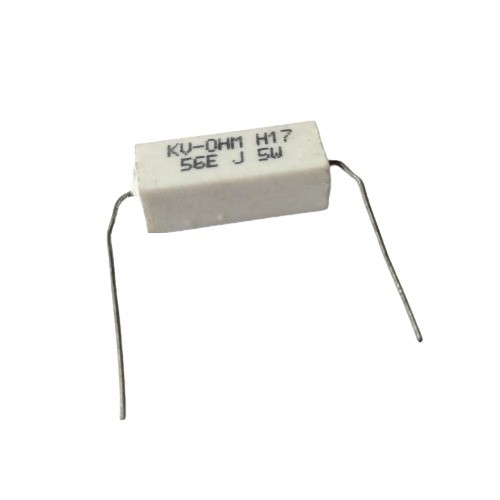 56E 5W 5% Axial Lead  Ceramic Encased White Wire Wound Resistors    image 1