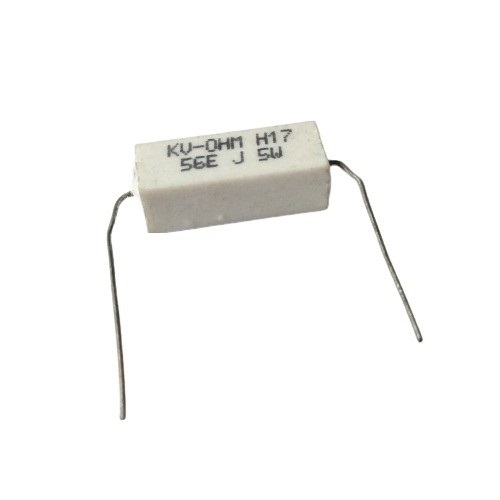 56 Ohm 5W 5% Axial Lead Ceramic Encased Wire Wound Resistor (White Ceramic Body Power Resistor) image 1