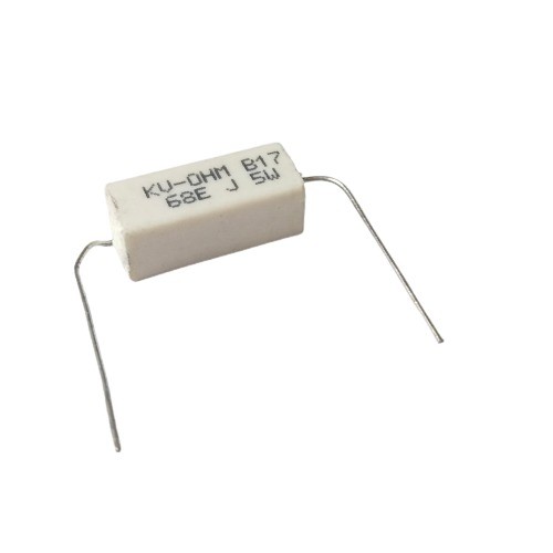 68E 5W 5% Axial Lead  Ceramic Encased White Wire Wound Resistors    image 1