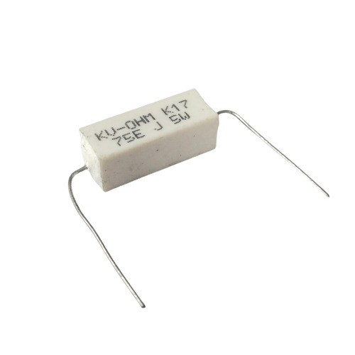 75E 5W 5% Axial Lead  Ceramic Encased White Wire Wound Resistors    image 1