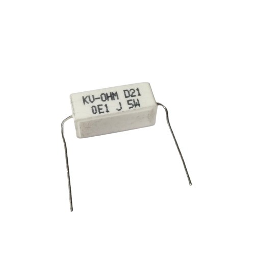 0.1E 5W 5% Axial Lead  Ceramic Encased White Wire Wound Resistors    image 1