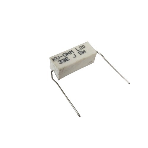33E 5W 5% Axial Lead  Ceramic Encased White Wire Wound Resistors    image 1