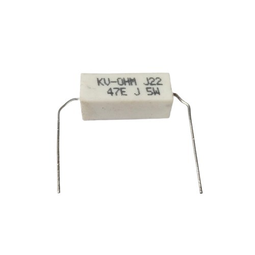 47E 5W 5% Axial Lead  Ceramic Encased White Wire Wound Resistors    image 1