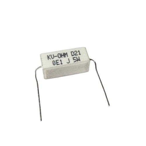 0.1 Ohm 5W 5% Axial Lead Ceramic Encased Wirewound Resistor (Low Resistance Power Resistor) image 1