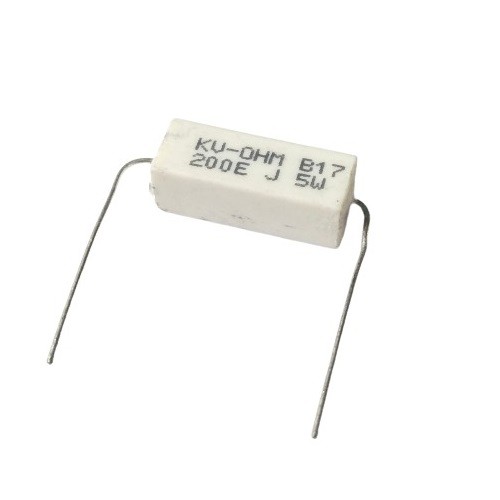 200E 5W 5% Axial Lead  Ceramic Encased White Wire Wound Resistors    image 1