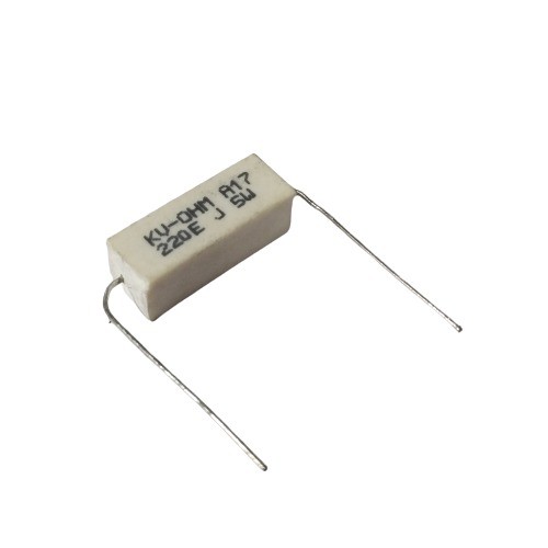 220E 5W 5% Axial Lead  Ceramic Encased White Wire Wound Resistors    image 1