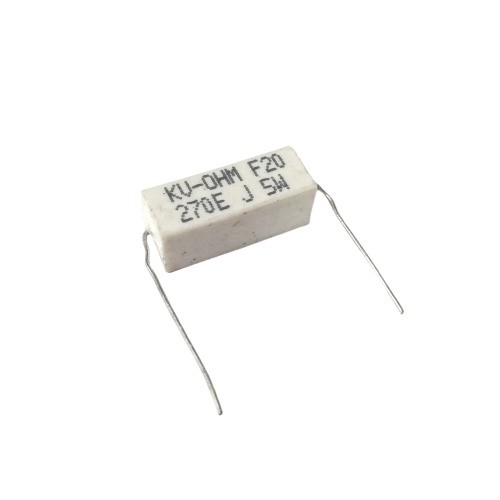 270E 5W 5% Axial Lead  Ceramic Encased White Wire Wound Resistors    image 1