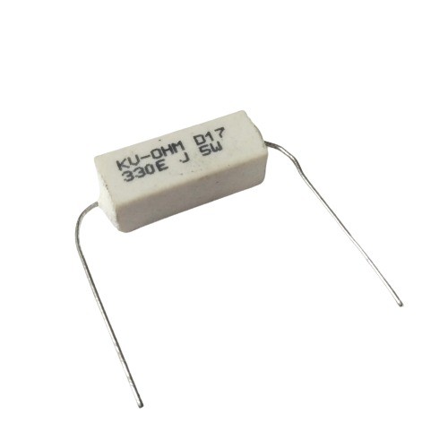 330E 5W 5% Axial Lead  Ceramic Encased White Wire Wound Resistors    image 1