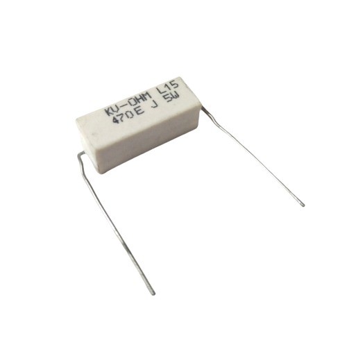 470E 5W 5% Axial Lead  Ceramic Encased White Wire Wound Resistors    image 1