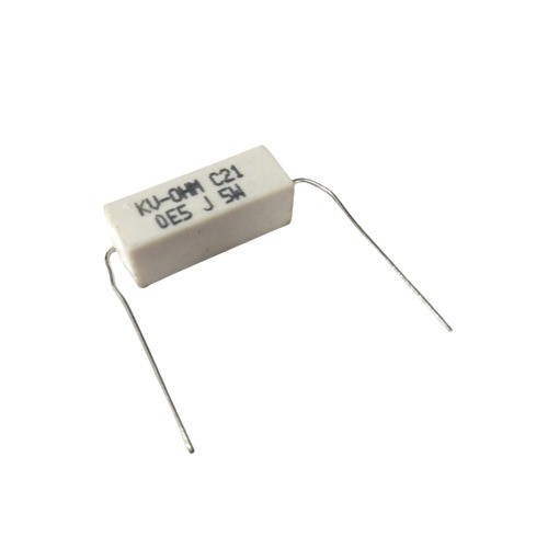 0.5E 5W 5% Axial Lead  Ceramic Encased White Wire Wound Resistors    image 1