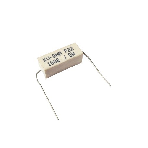 100E 5W 5% Axial Lead  Ceramic Encased White Wire Wound Resistors    image 1