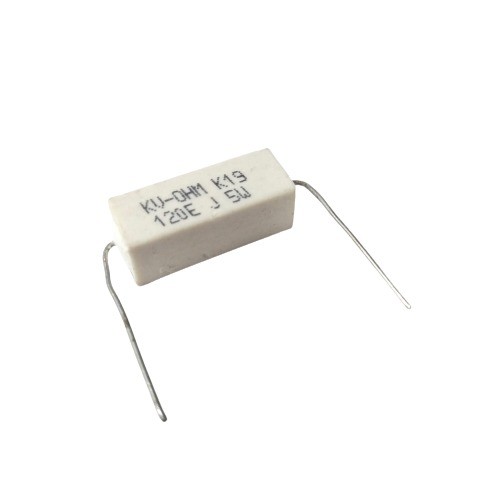 120E 5W 5% Axial Lead  Ceramic Encased White Wire Wound Resistors    image 1