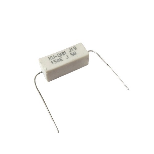 150E 5W 5% Axial Lead  Ceramic Encased White Wire Wound Resistors    image 1