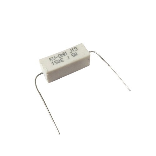 150 Ohm 5W 5% Axial Lead Ceramic Encased Wire Wound Resistor (White Ceramic Body Power Resistor) image 1