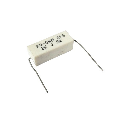 2K 5W 5% Axial Lead  Ceramic Encased White Wire Wound Resistors    image 1