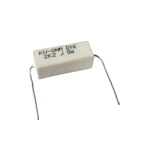 2.2K 5W 5% Axial Lead  Ceramic Encased White Wire Wound Resistors    image 1