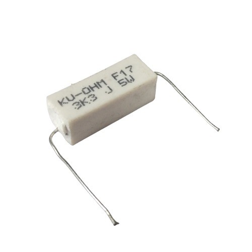 3.3K 5W 5% Axial Lead  Ceramic Encased White Wire Wound Resistors    image 1