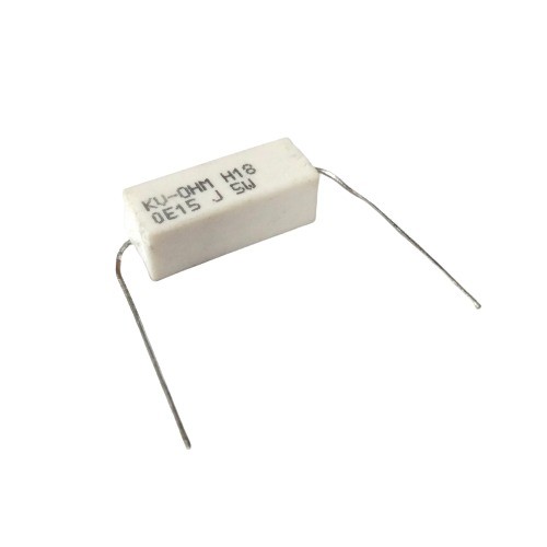 0.15E 5W 5% Axial Lead  Ceramic Encased White Wire Wound Resistors    image 1