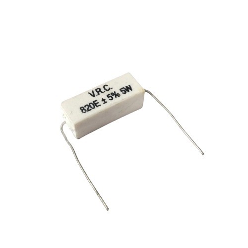 820E 5W 5% Axial Lead  Ceramic Encased White Wire Wound Resistors    image 1