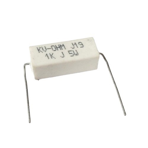 1K 5W 5% Axial Lead  Ceramic Encased White Wire Wound Resistors    image 1