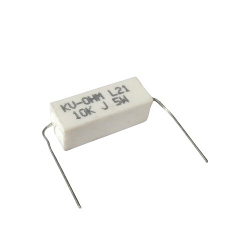 10K 5W 5% Axial Lead  Ceramic Encased White Wire Wound Resistors    image 1