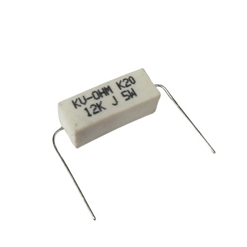 12K 5W 5% Axial Lead  Ceramic Encased White Wire Wound Resistors    image 1