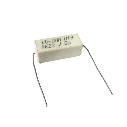 0.22E 5W 5% Axial Lead  Ceramic Encased White Wire Wound Resistors    image 1