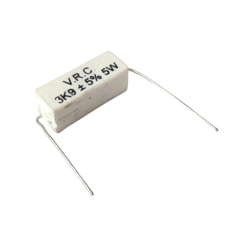 3.9K 5W 5% Axial Lead  Ceramic Encased White Wire Wound Resistors    image 1