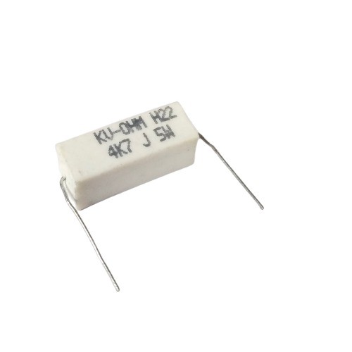 4.7K 5W 5% Axial Lead  Ceramic Encased White Wire Wound Resistors    image 1