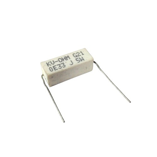 0.33E 5W 5% Axial Lead  Ceramic Encased White Wire Wound Resistors    image 1