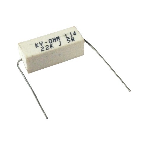 22K 5W 5% Axial Lead  Ceramic Encased White Wire Wound Resistors    image 1