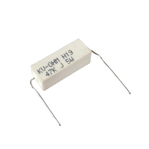 47K 5W 5% Axial Lead  Ceramic Encased White Wire Wound Resistors    image 1