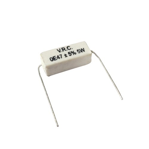 0.47E 5W 5% Axial Lead  Ceramic Encased White Wire Wound Resistors    image 1