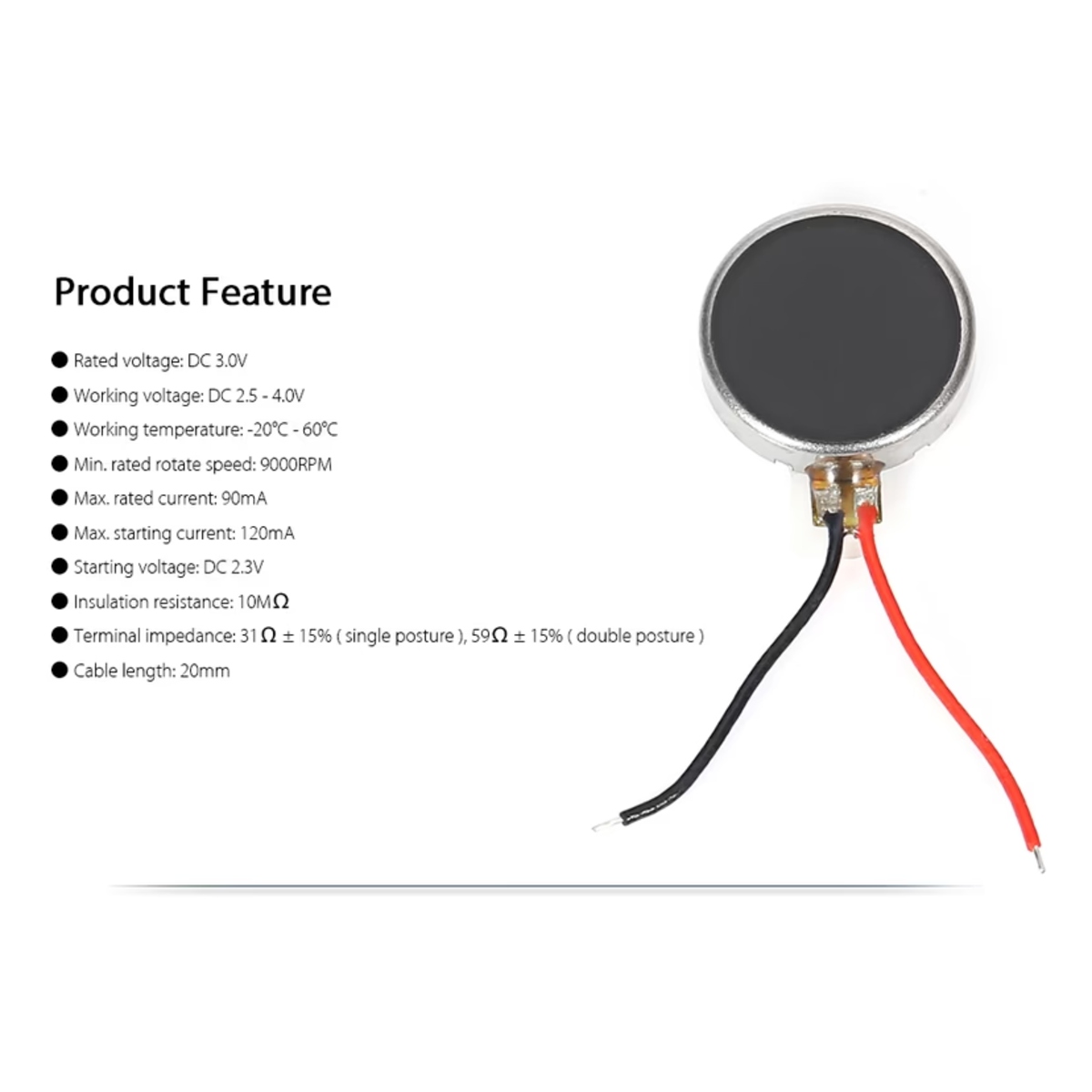 1034 Flat Mobile Phone Vibrator Motor 9mm x 3mm DC Micro Vibration Motor (ERM Coin Type) image 2