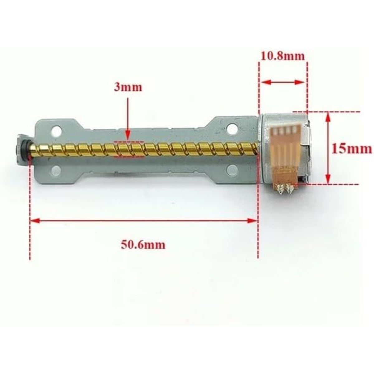 Mini 15MM 2-Phase 4-Wire Stepper Motor with 50mm Linear Screw Shaft (15BY Precision Linear Stepper Motor) image 3
