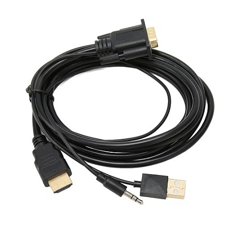 VGA to HDMI Adapter Cable 1080P with Audio & USB Power – 3 Meter image 1