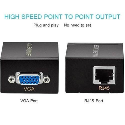 VGA Extender 60M over CAT5e/CAT6 Network Cable (1 Transmitter + 1 Receiver) image 2