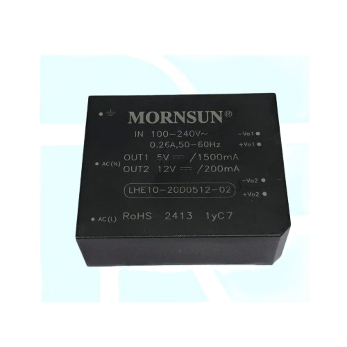 LHE10-20D0512-02 100-240VAC to 5V 1500mA and 12V 200mA Dual Output 10W AC-DC Converter Module (Mornsun LHE10-20D0512-02) image 1