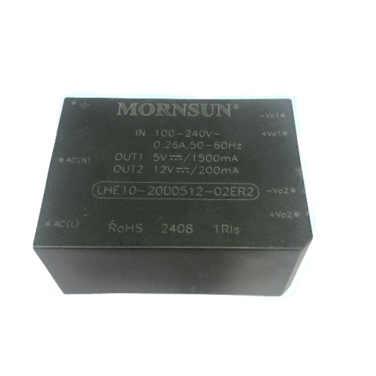 LHE10-20D0512-02ER2 100-240VAC to 5V 1500mA and ±12V 200mA Triple Output 10W AC-DC Converter Module (Mornsun LHE10-20D0512-02ER2) image 1