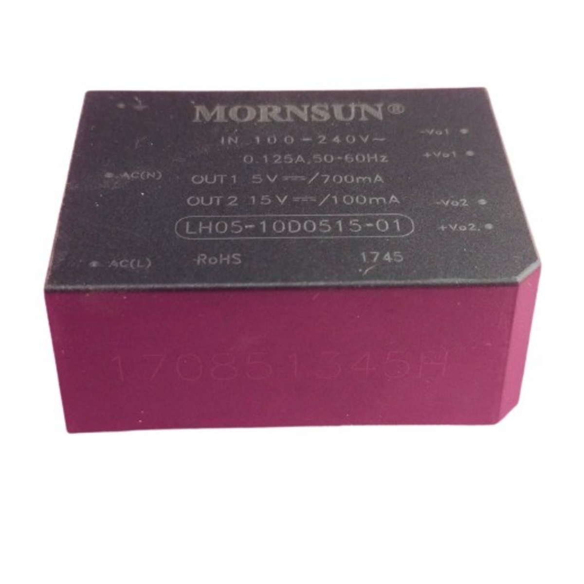 LH0510D051501 MORNSUN 5W AC-DC Converter Module 100-240VAC to Dual Output 5V 700mA and 15V 100mA (LH0510D051501 Power Module) image 1