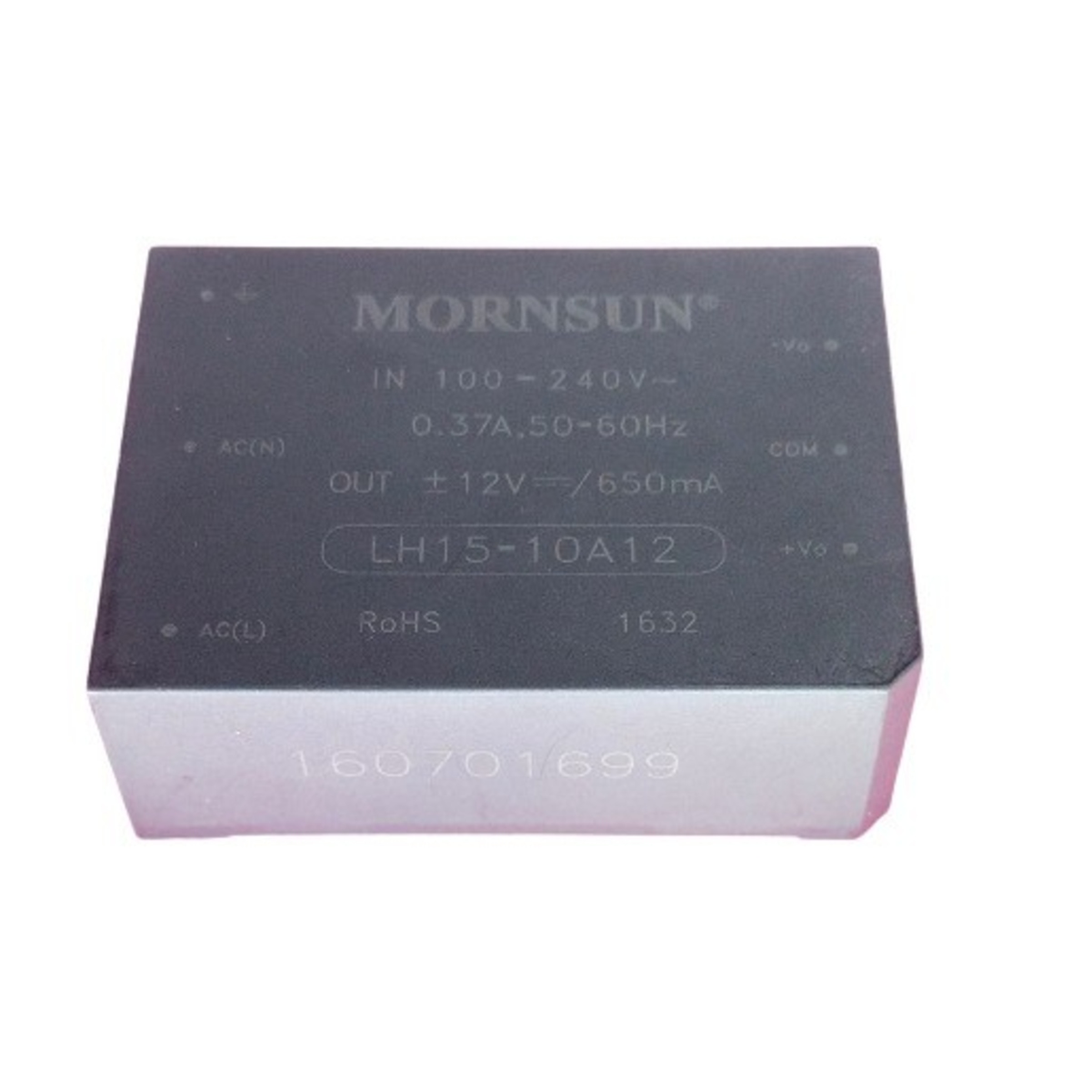 LH15-10A12 100-240VAC to ±12V 650mA Dual Output 15W AC-DC Converter Module (Mornsun LH15-10A12) image 1