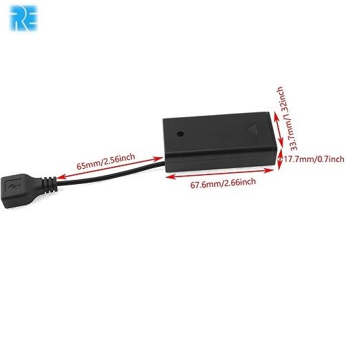 2-AA Battery Holder Box with USB Female Plug, Switch and Cover  image 5