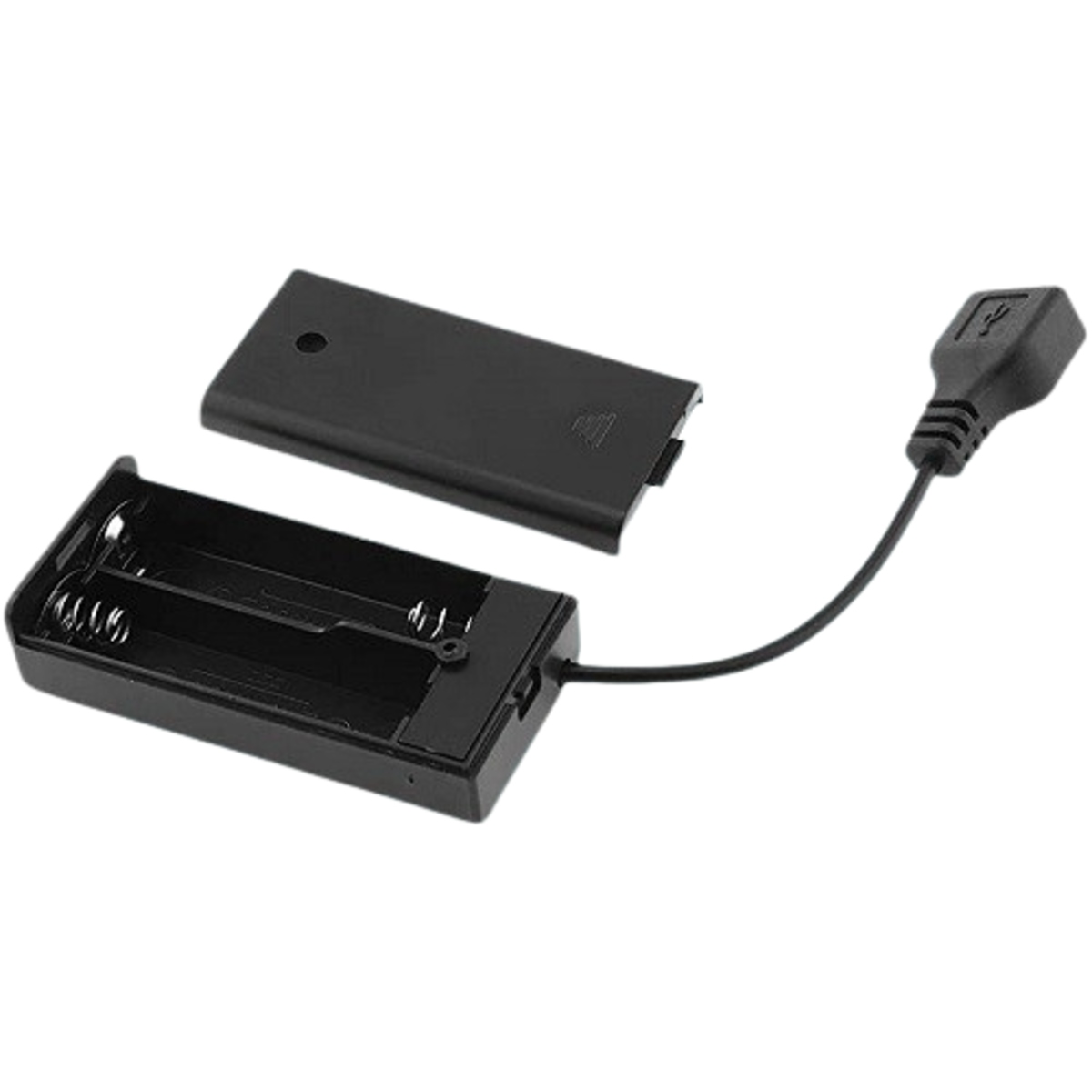 2 x AA Battery Holder Box with USB Female Plug, On-Off Switch and Cover (3V Battery Case) image 1
