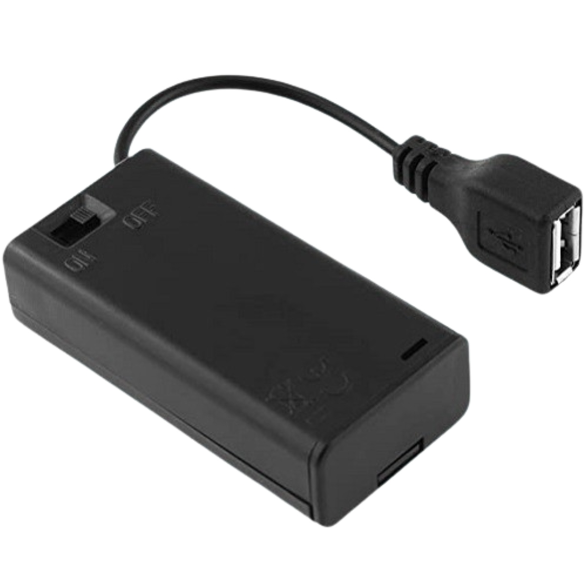 2 x AA Battery Holder Box with USB Female Plug, On-Off Switch and Cover (3V Battery Case) image 2