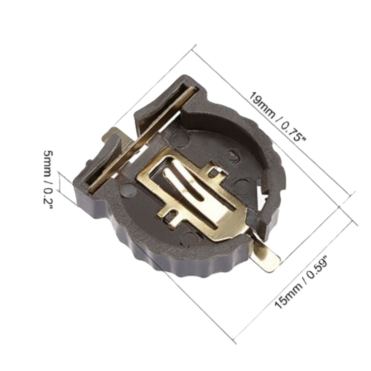 CR1220 3V SMD Horizontal Battery Holder (Brown Gold-Plated PCB Coin Cell Holder) image 3
