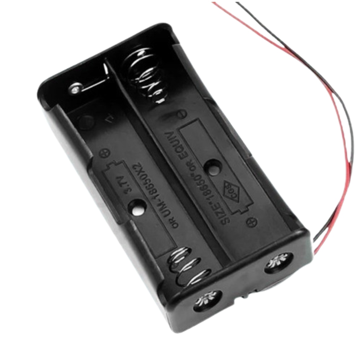 18650 x 2 Battery Holder Case without Cover with Wire Leads (Dual Cell Plastic Battery Holder) image 4