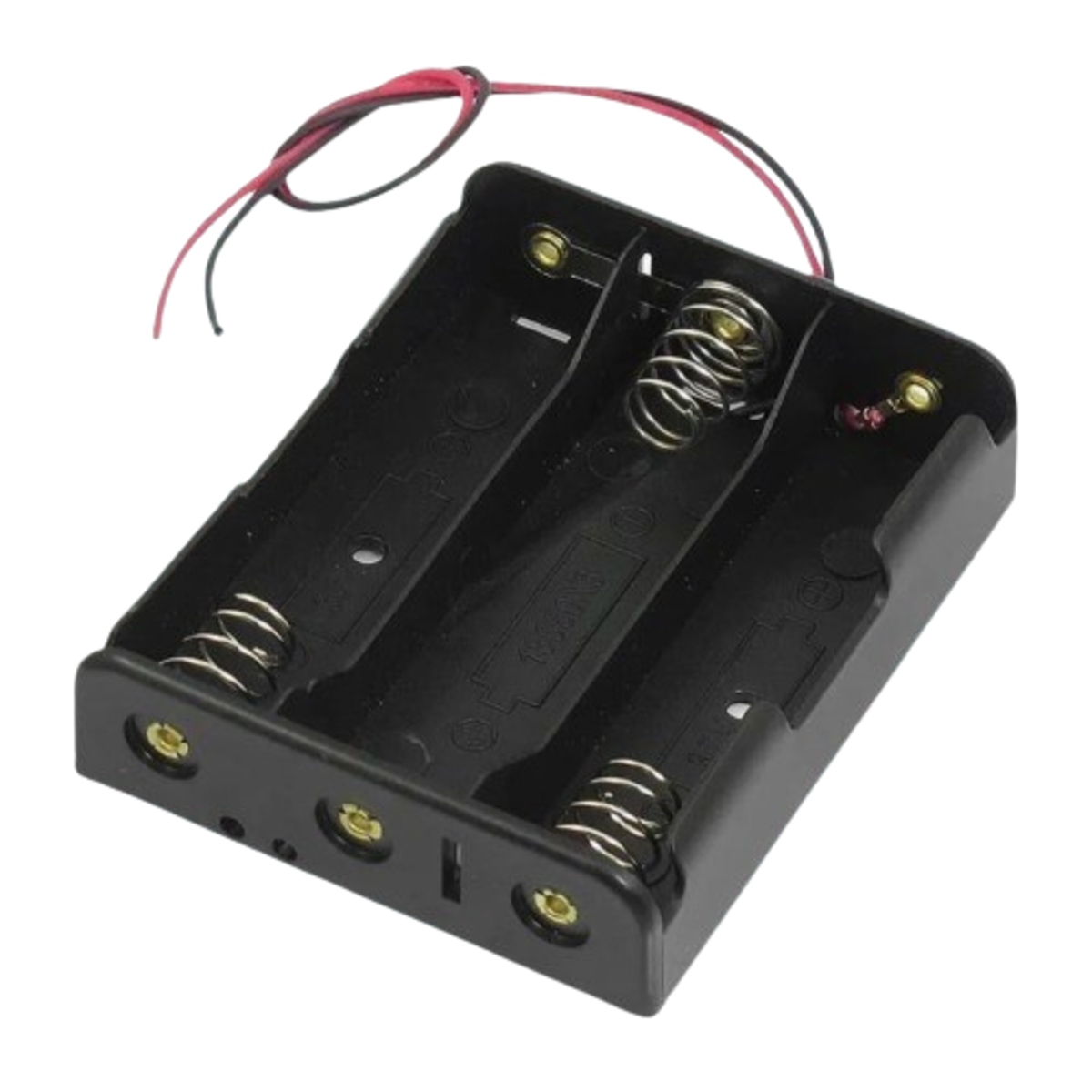 18650 x 3 Battery Holder Case without Cover with Wire Leads (Triple Cell Plastic Battery Holder) image 1